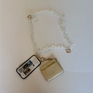 Gold Mini Coin Purse with Clear Chunky Chain Strap for Phone